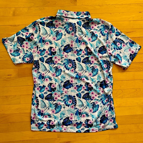 Con.struct Quick Dry Performance Polo Floral Print Bee AOP Golf Vibrant Fun EUC - Picture 3 of 6